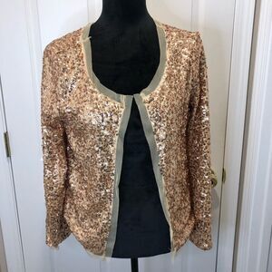 Rain gold sequin and tulle long sleeve jacket size small